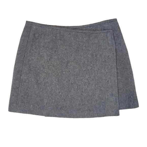 Vintage Y2K Express Wool Blend Wrap Mini Skirt Gray Preppy Academia 3 / 4 - Picture 1 of 11